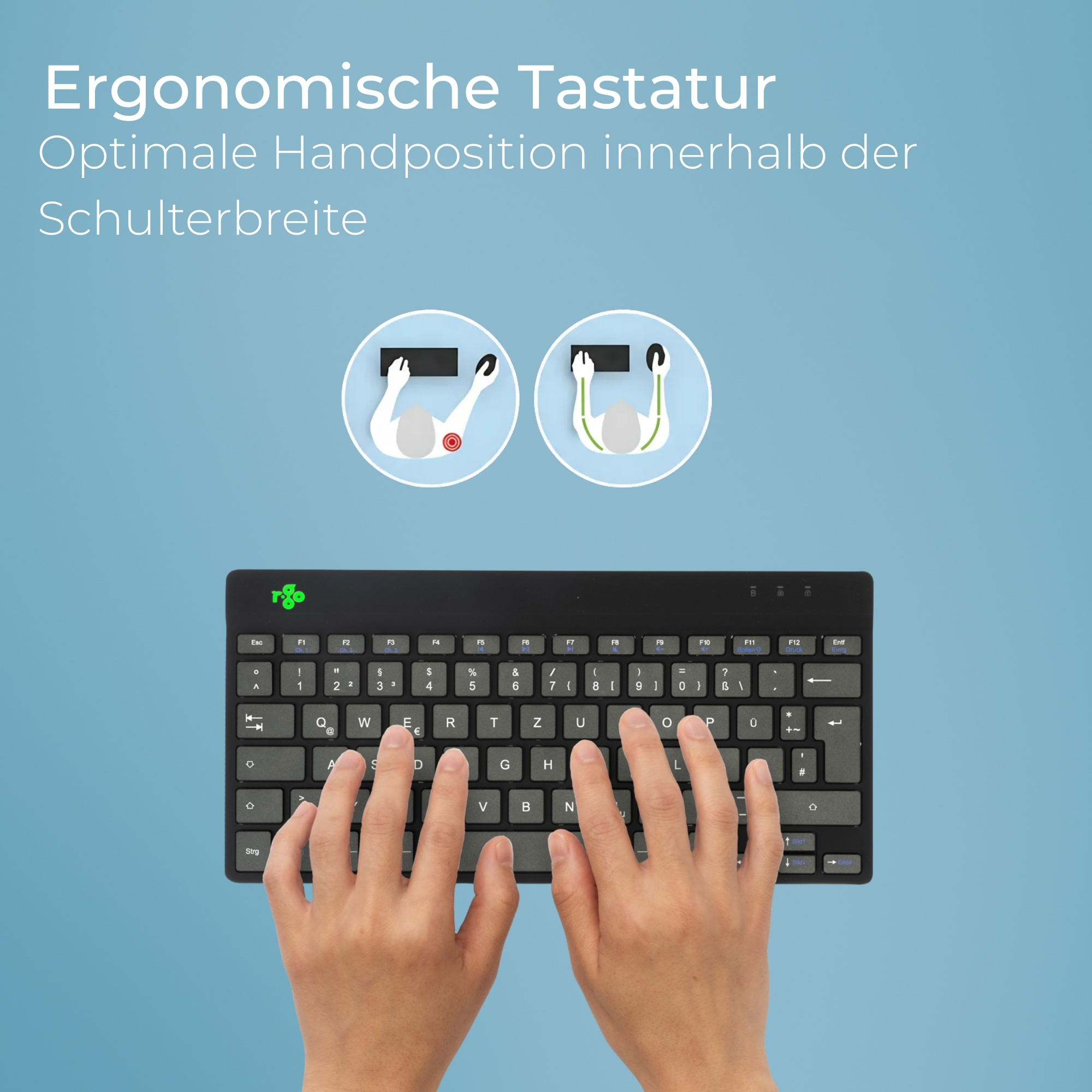 R-Go Draadloze Bluetooth toetsenbord en muis combo – US QWERTY compact toetsenbord – Oplaadbaar