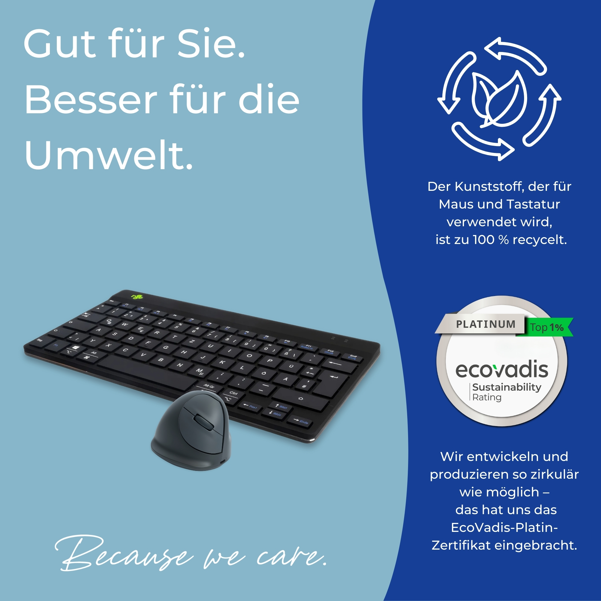 R-Go Draadloze Bluetooth toetsenbord en muis combo – US QWERTY compact toetsenbord – Oplaadbaar