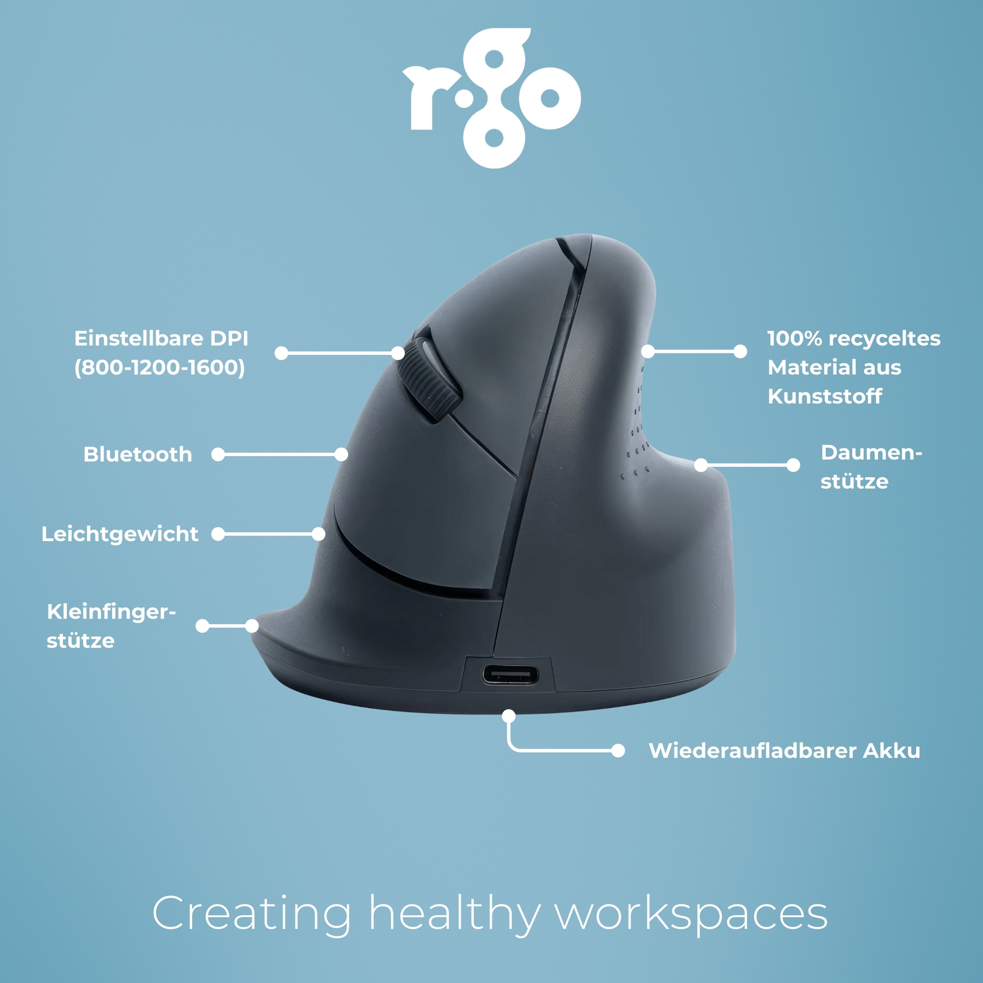 R-Go Draadloze Bluetooth toetsenbord en muis combo – US QWERTY compact toetsenbord – Oplaadbaar