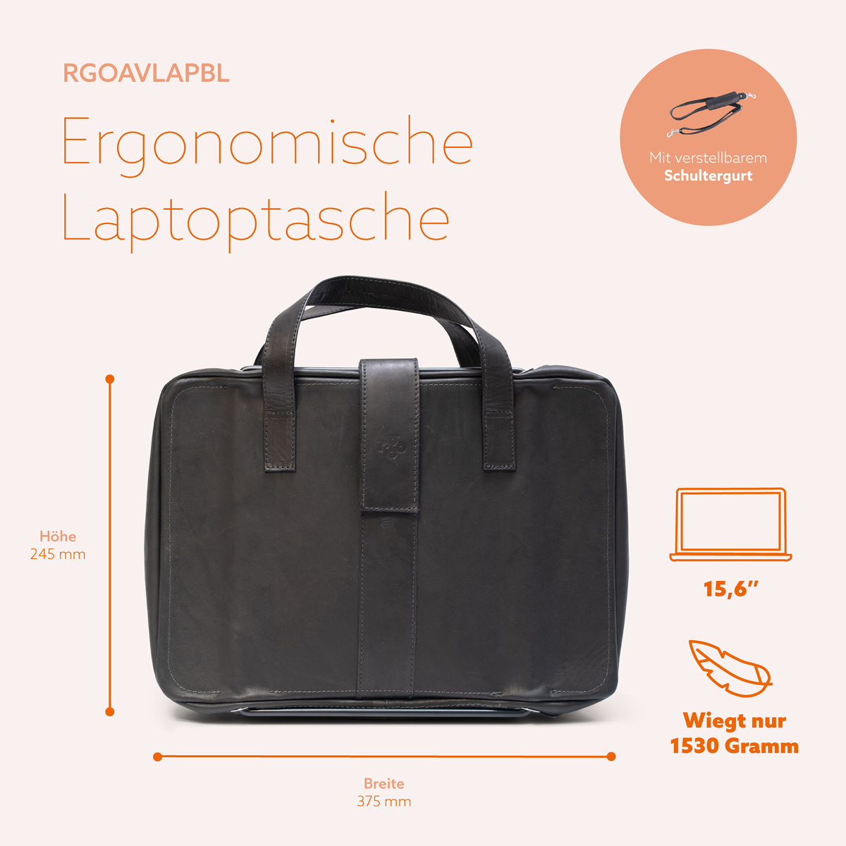R-Go Viva 15.6″ Laptoptasche (Schwarz)