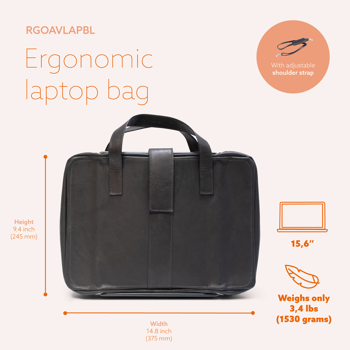 R-Go Viva 15.6″ Laptop bag (black)