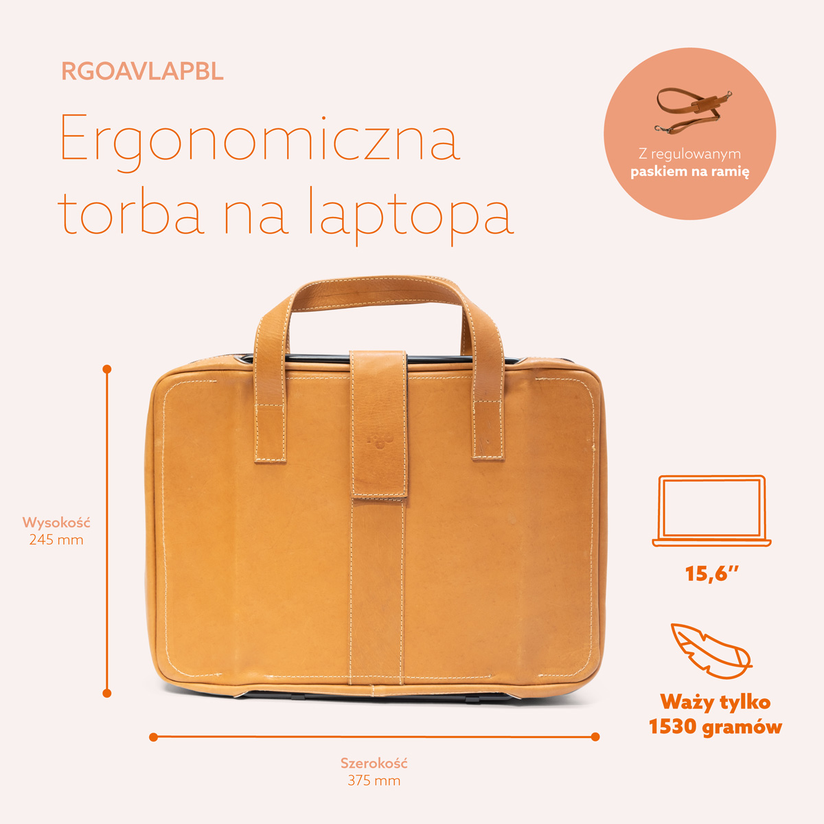 Torba na laptopa R-Go Viva 15,6″ (brązowa)