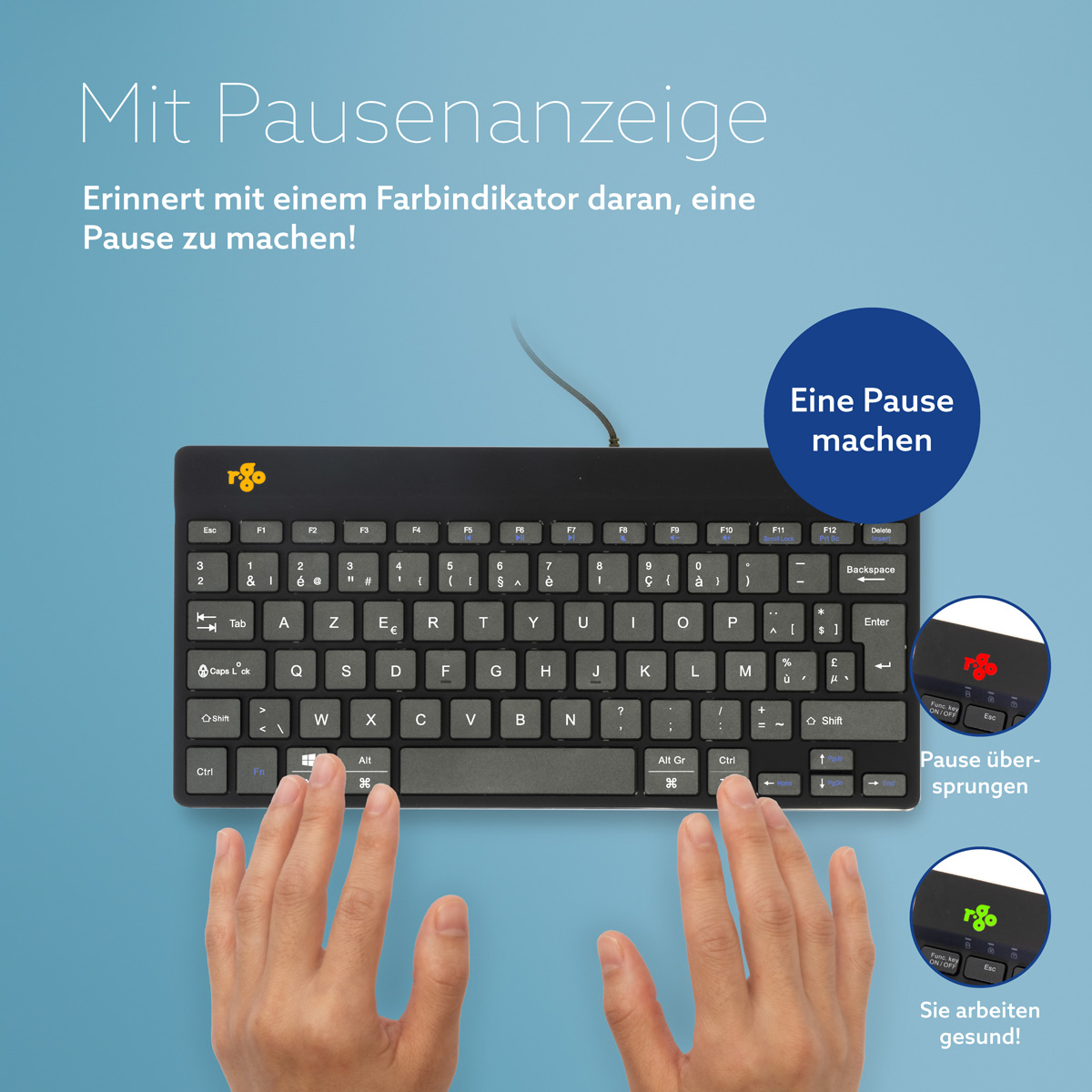 R-Go Compact Break (schwarz, verkabelt, AZERTY – BE)