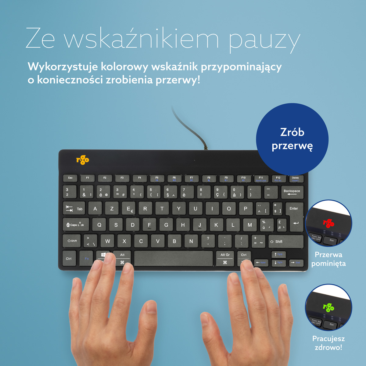 R-Go Compact Break (czarna, przewodowa, AZERTY – BE)