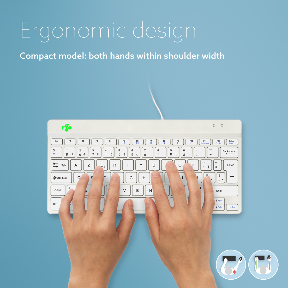 R-Go Compact Break (white, wired, AZERTY – BE)