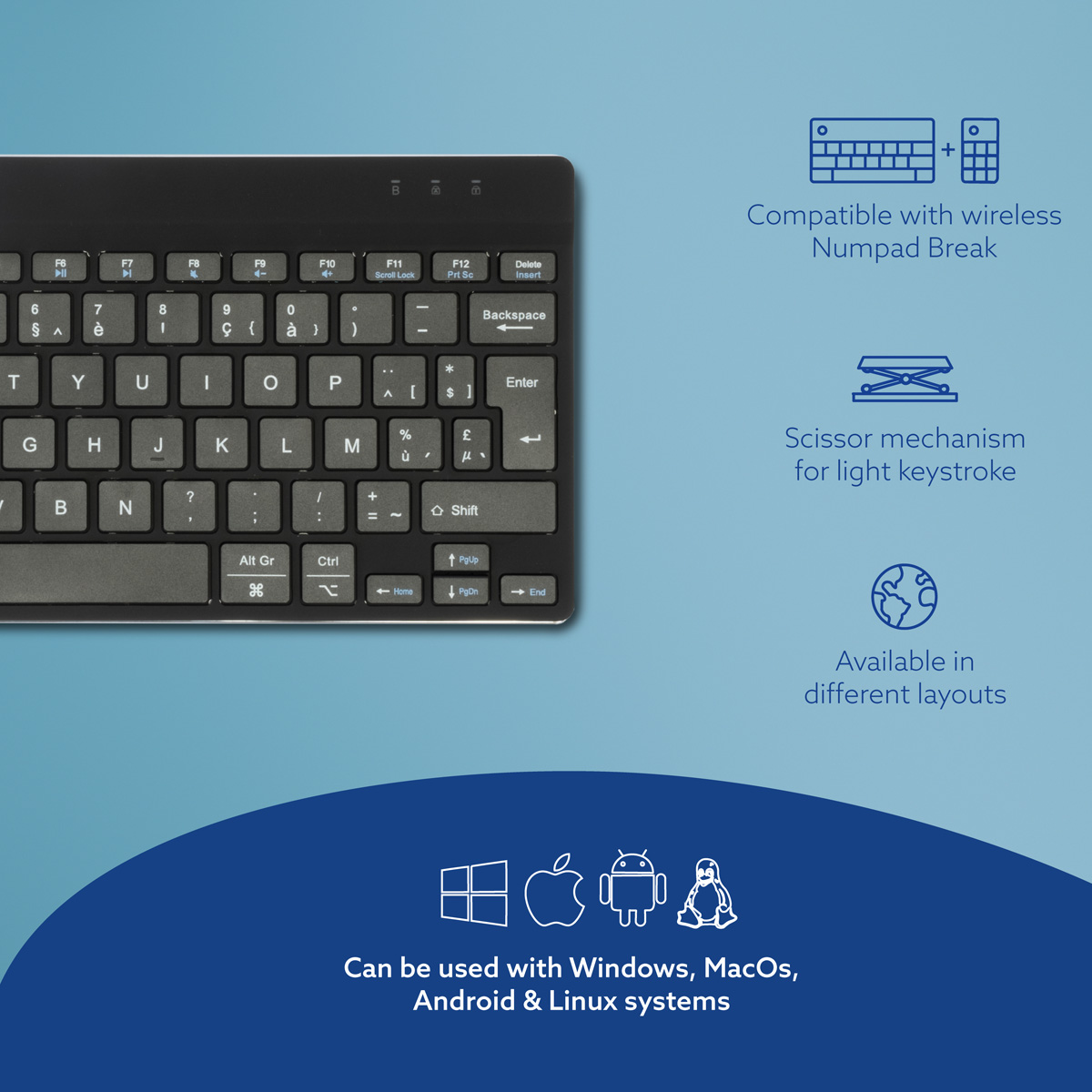R-Go Compact Break (black, wireless, AZERTY – BE)