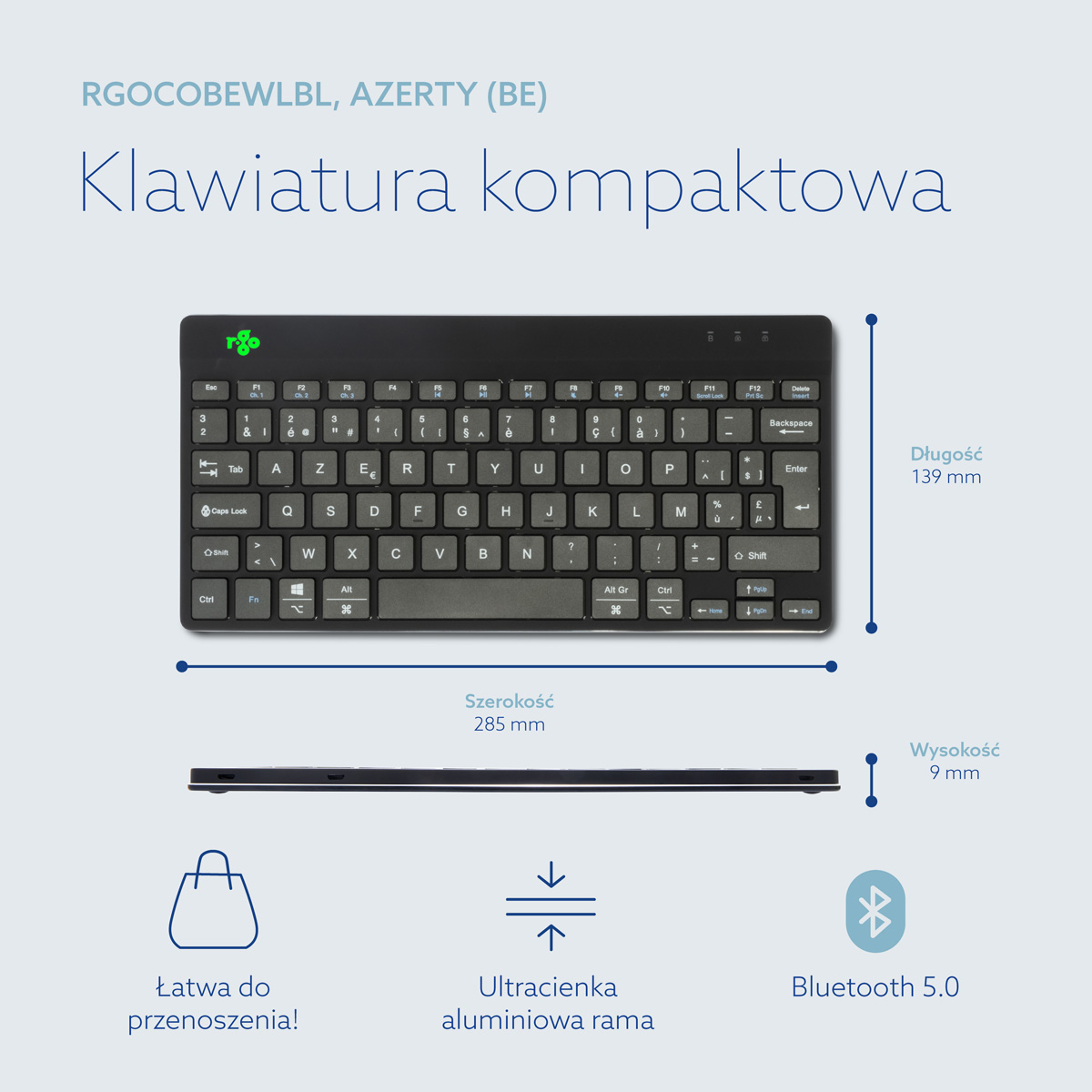 R-Go Compact Break (czarny, bezprzewodowy, AZERTY – BE)