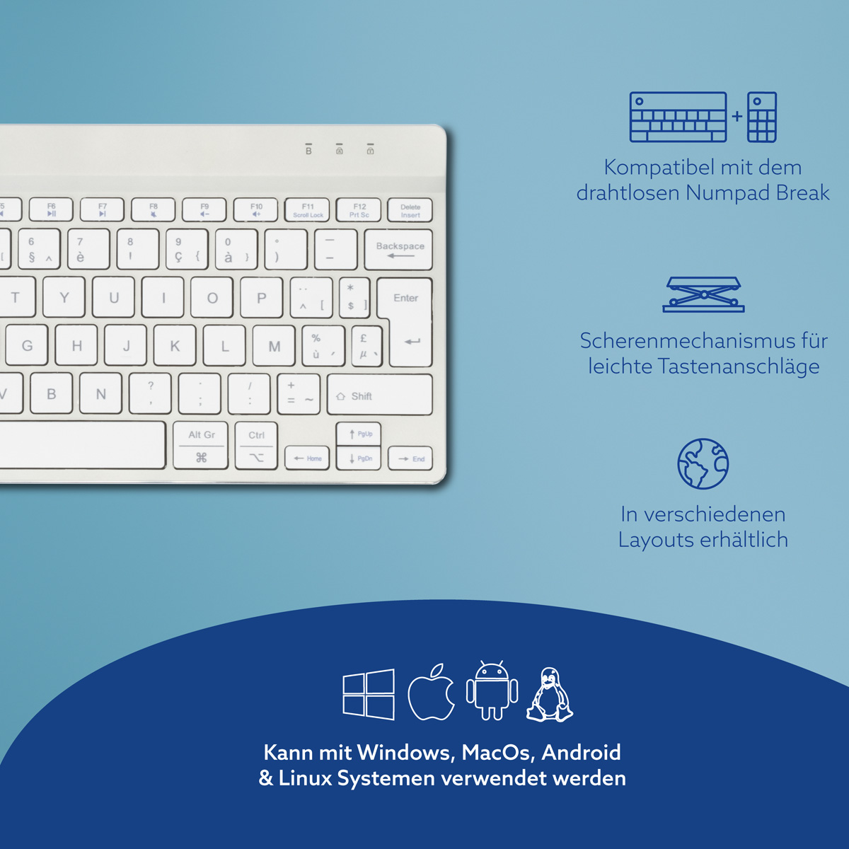 R-Go Compact Break (weiß, drahtlos, AZERTY – BE)