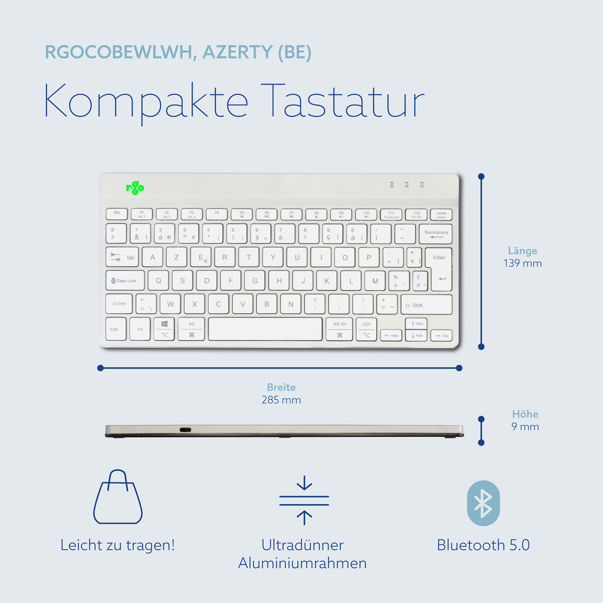 R-Go Compact Break (weiß, drahtlos, AZERTY – BE)