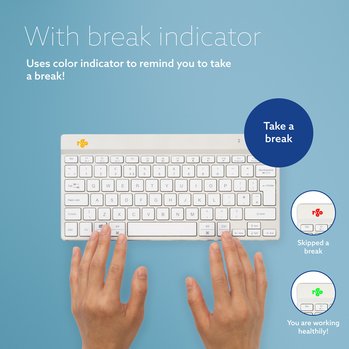 R-Go Compact Break (white, wireless, AZERTY – BE)