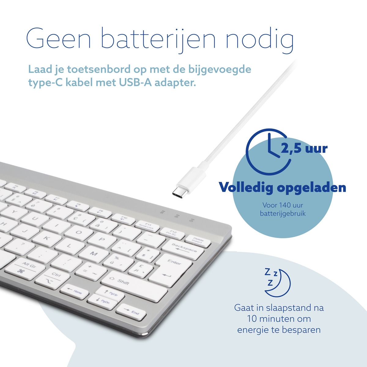 R-Go Compact Break (wit, draadloos, AZERTY – BE)