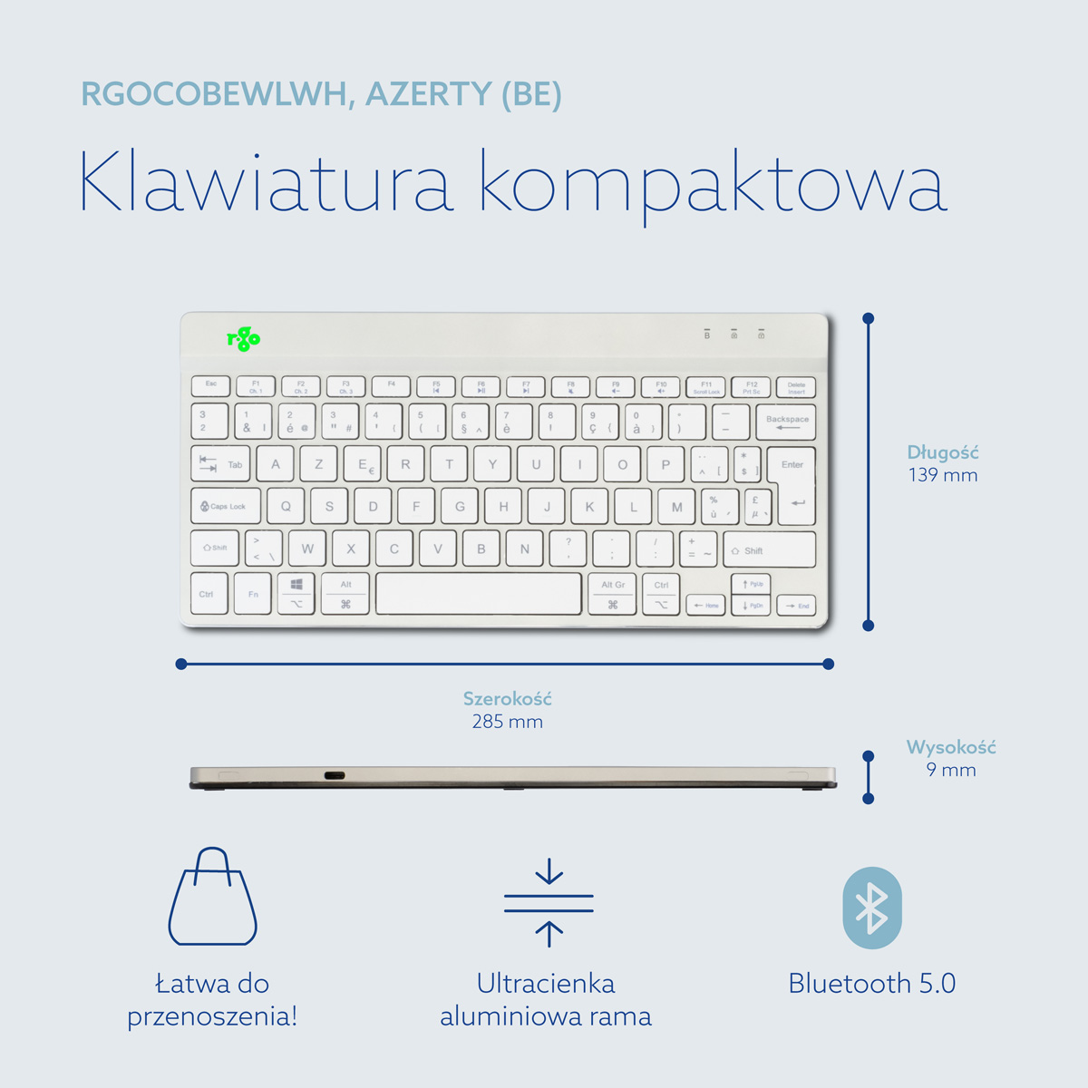 R-Go Compact Break (biały, bezprzewodowy, AZERTY – BE)