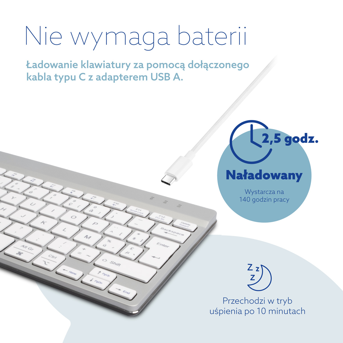 R-Go Compact Break (biały, bezprzewodowy, AZERTY – BE)