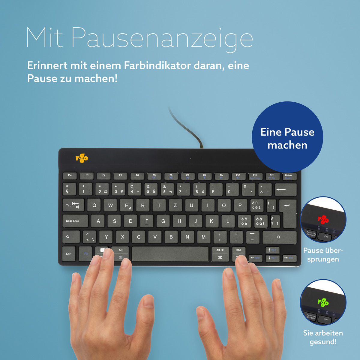 R-Go Compact Break (schwarz, verkabelt, QWERTZ – CH)