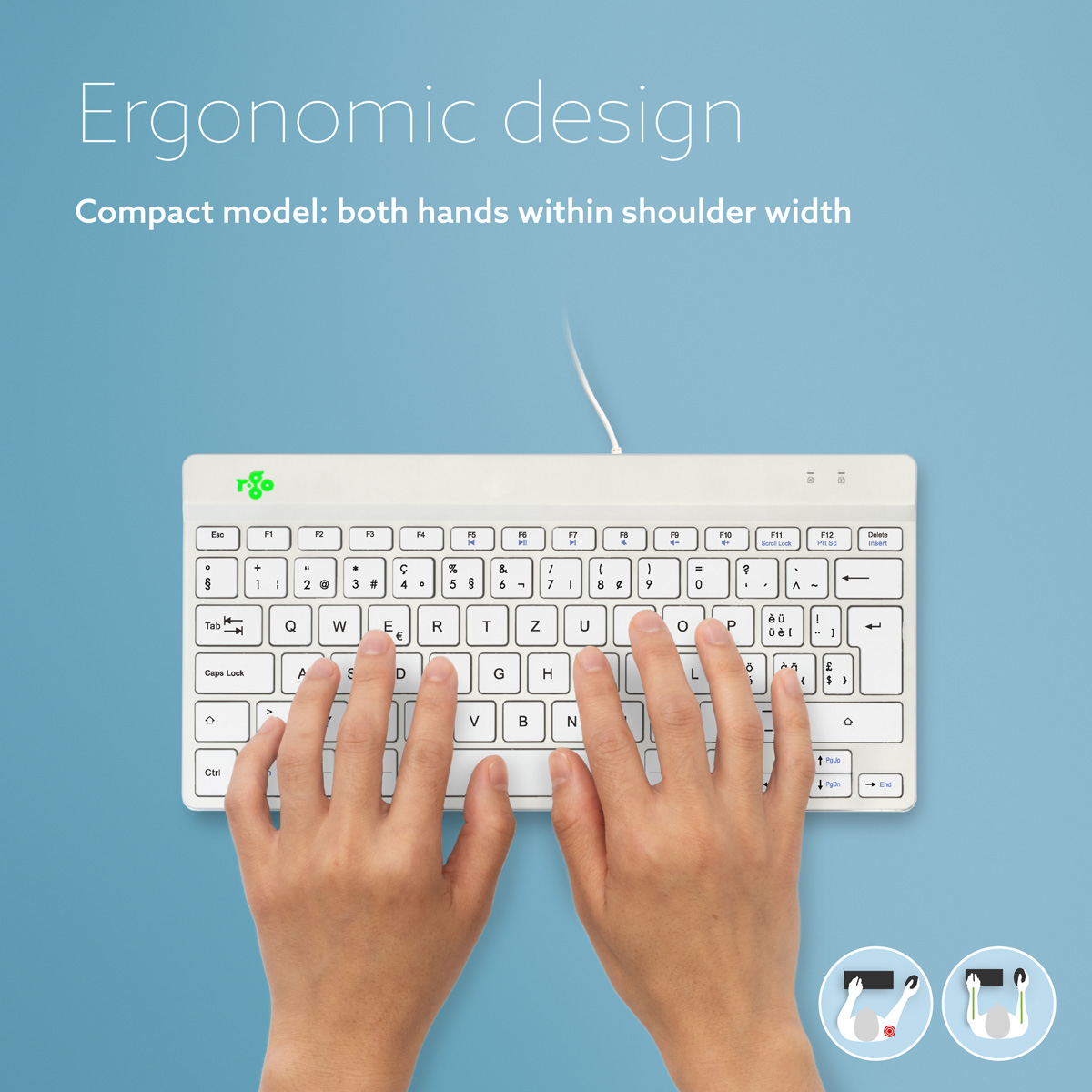R-Go Compact Break (white, wired, QWERTZ – CH)
