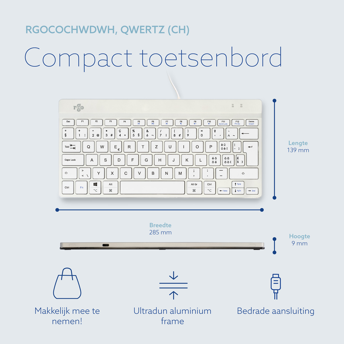R-Go Compact Break (wit, bedraad, QWERTZ – CH)