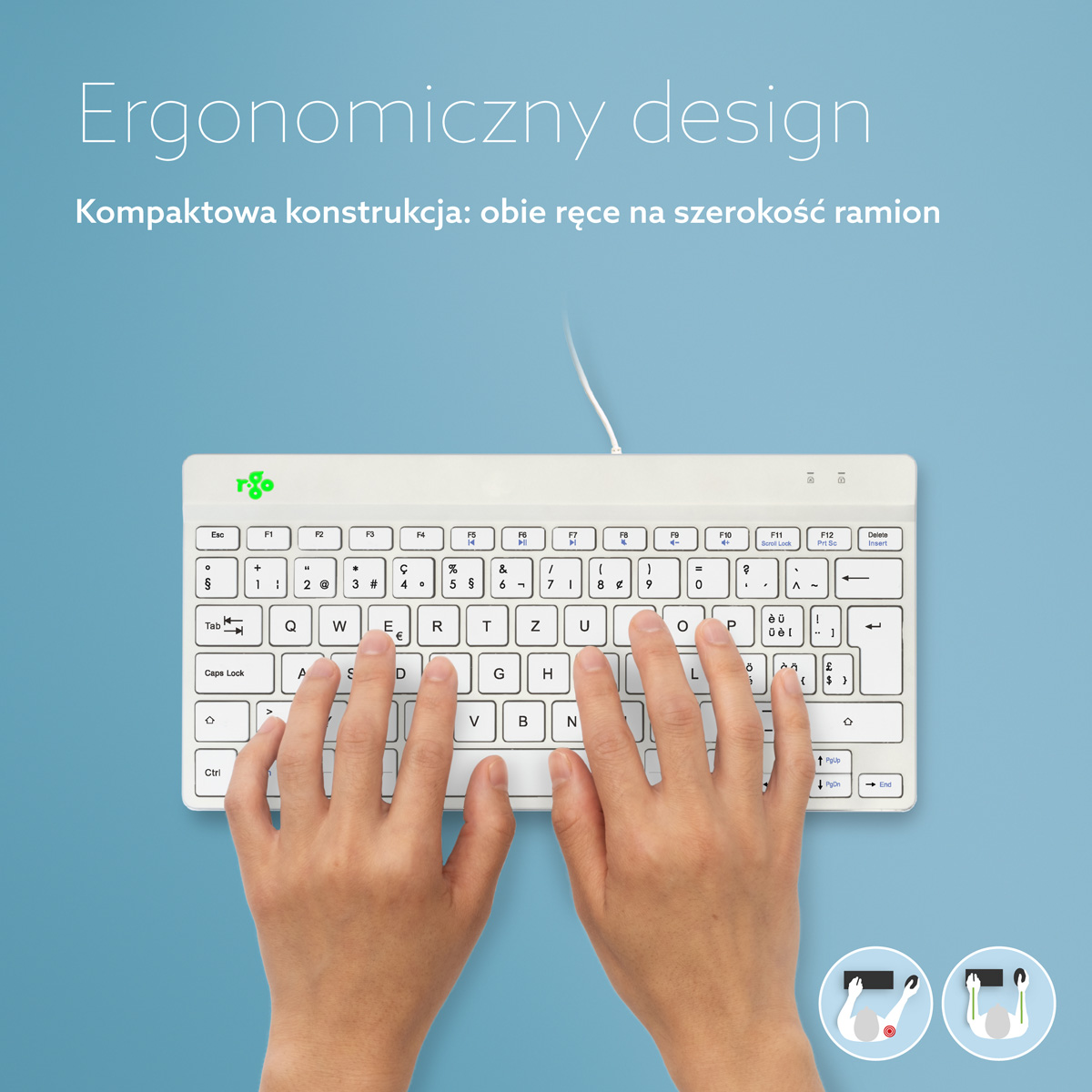 R-Go Compact Break (biały, przewodowy, QWERTZ – CH)