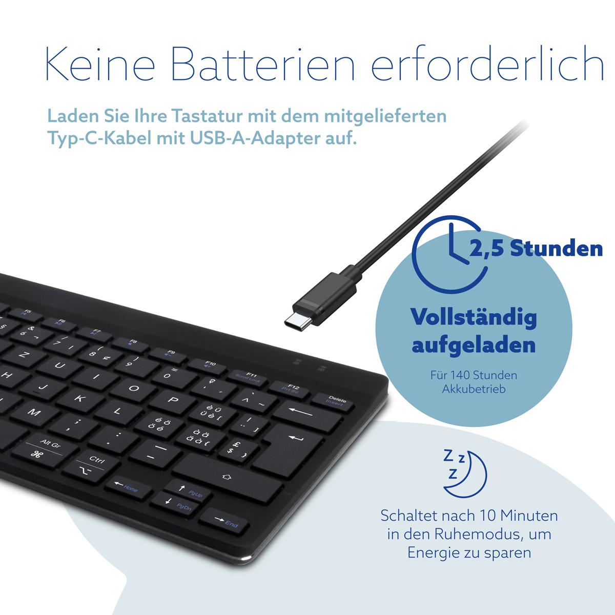 R-Go Compact Break (schwarz, drahtlos, QWERTZ – CH)