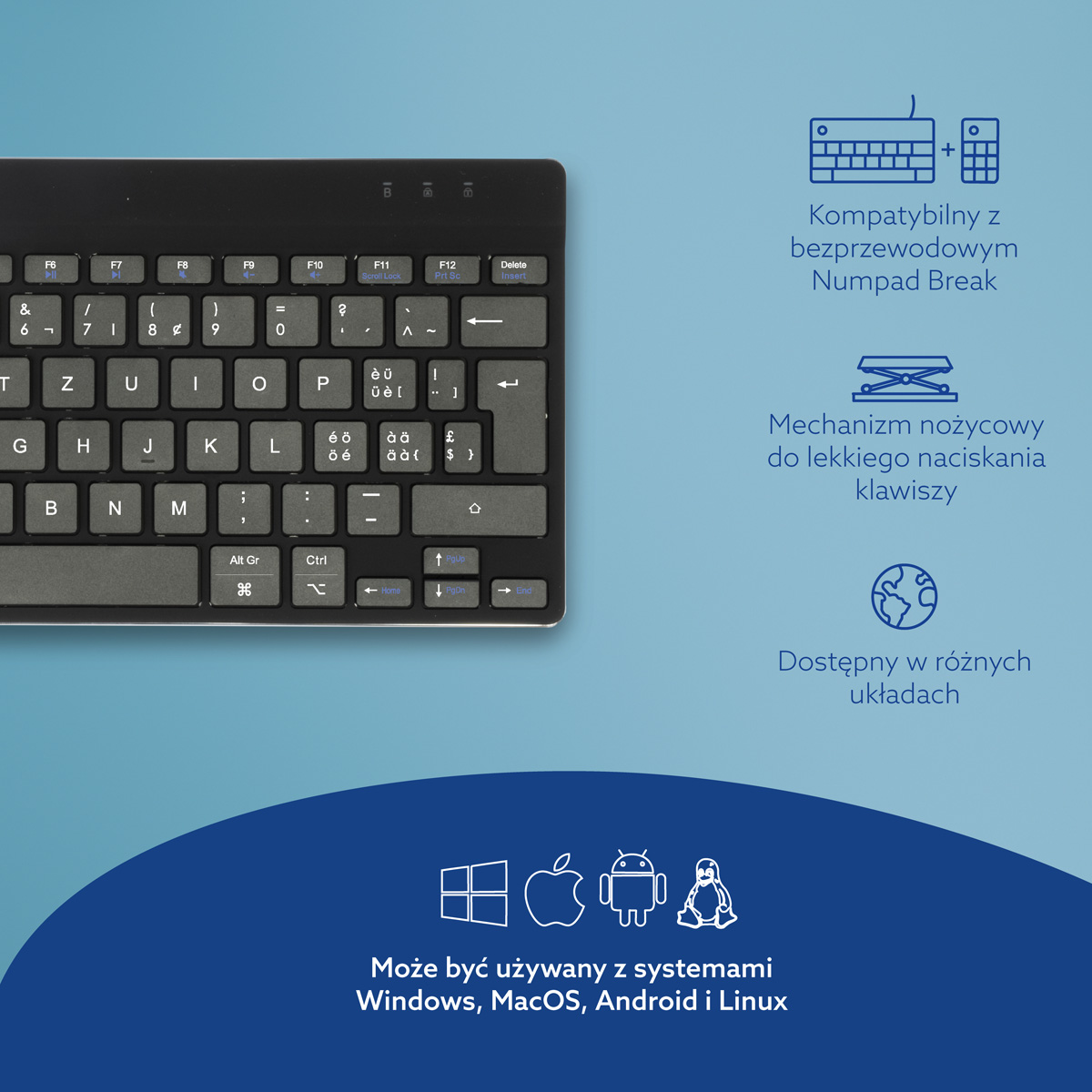 R-Go Compact Break (czarny, bezprzewodowy, QWERTZ – CH)