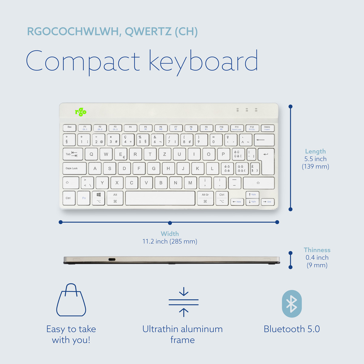 R-Go Compact Break (white, wireless, QWERTZ – CH)