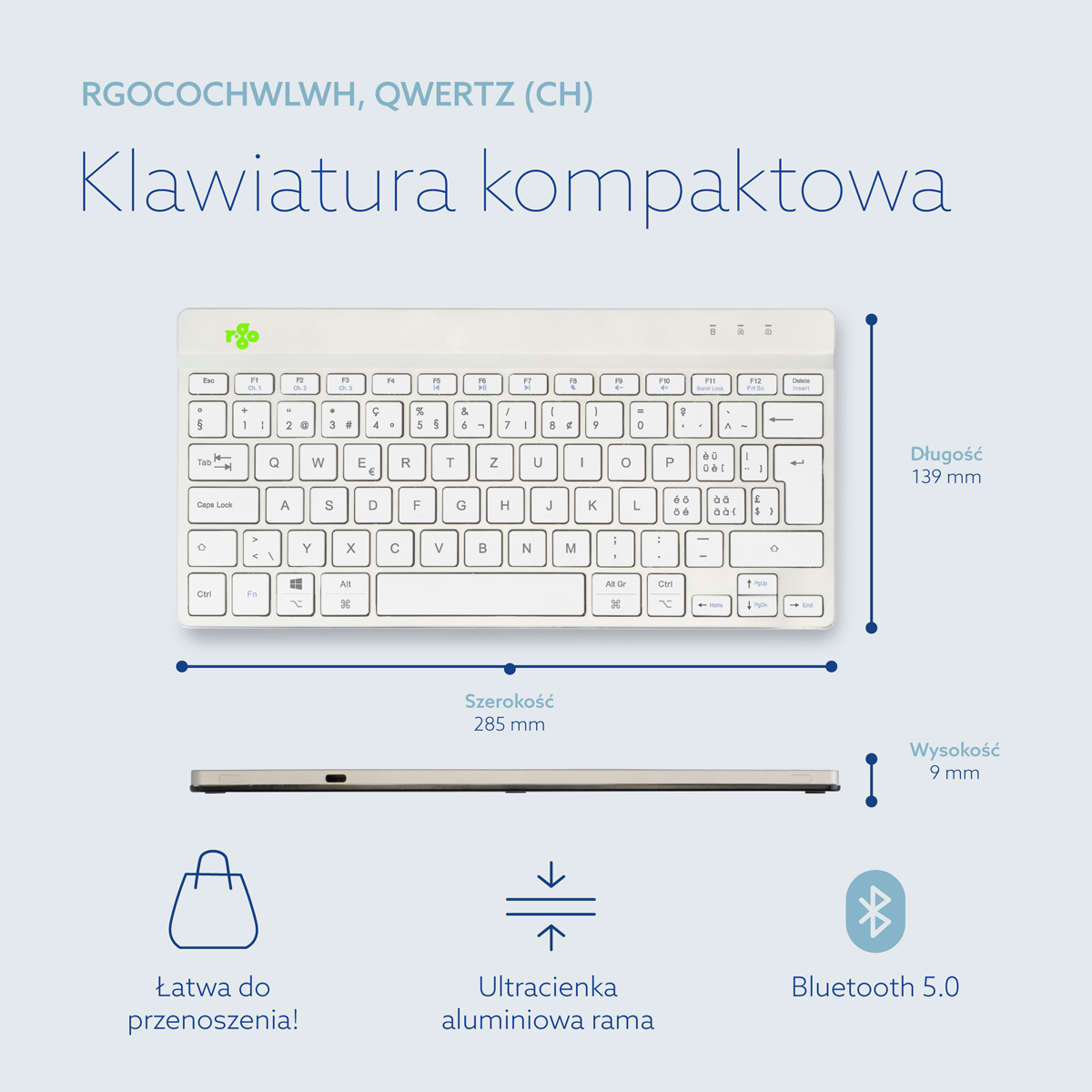 R-Go Compact Break (biały, bezprzewodowy, QWERTZ – CH)
