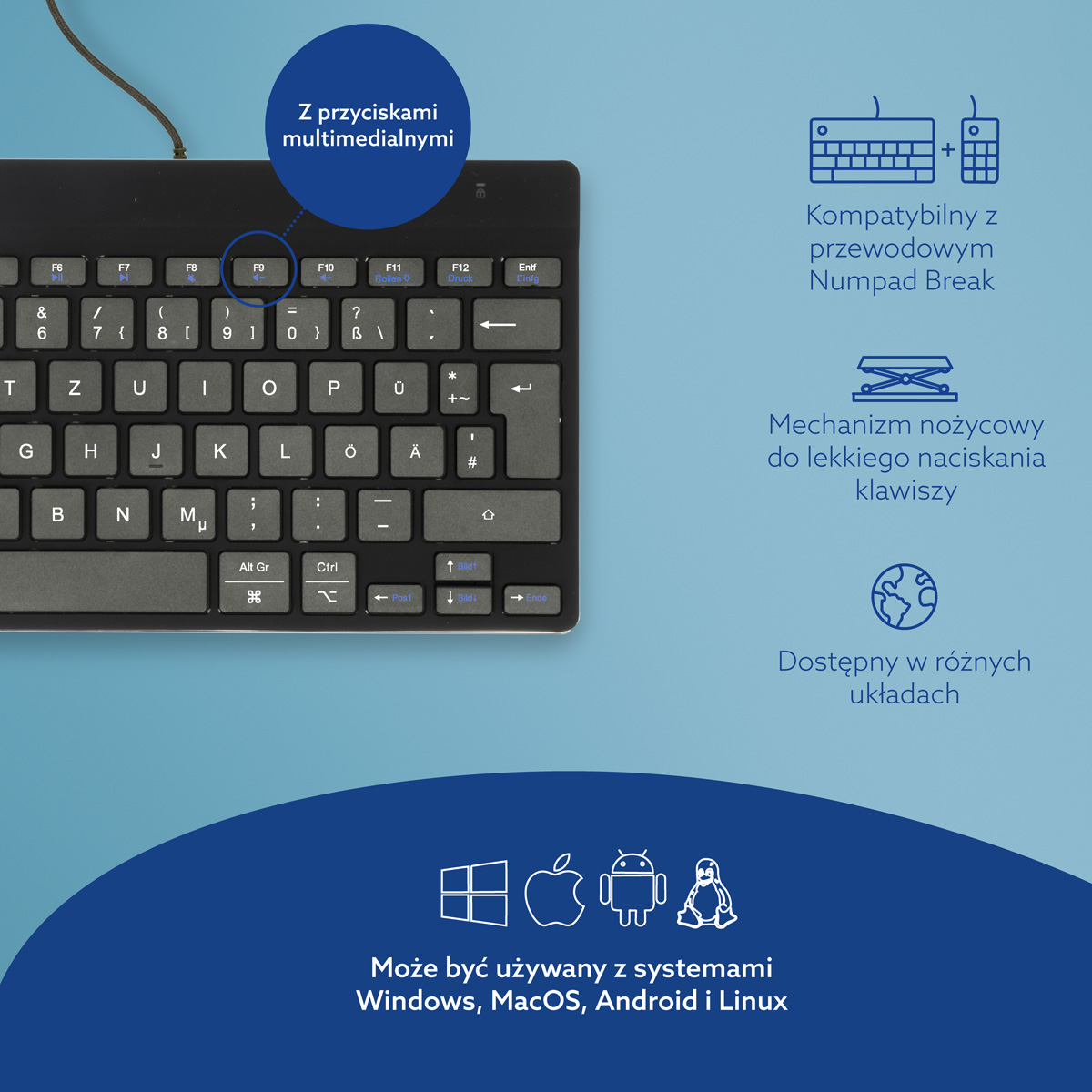 R-Go Compact Break (czarny, przewodowy, QWERTZ – DE)