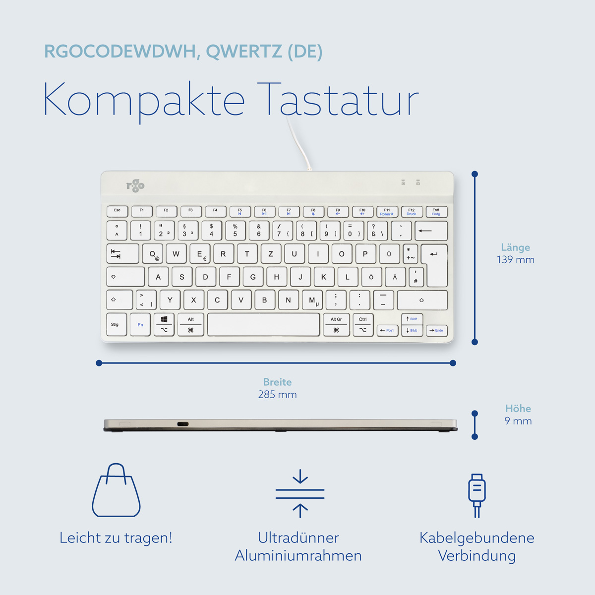 R-Go Compact Break (weiß, verkabelt, QWERTZ – DE)