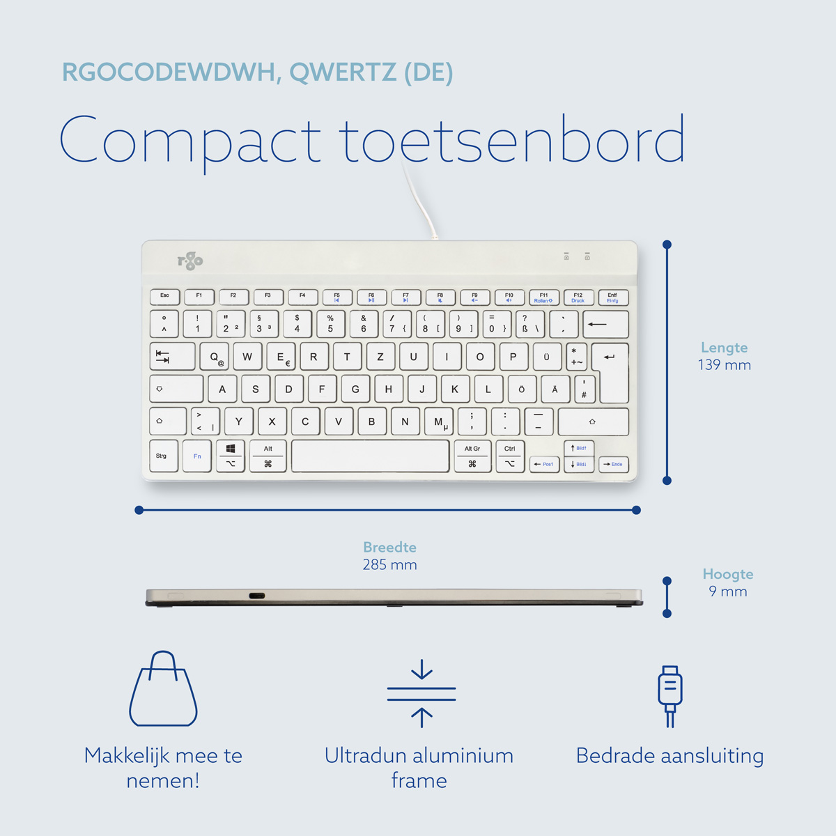 R-Go Compact Break (wit, bedraad, QWERTZ – DE)