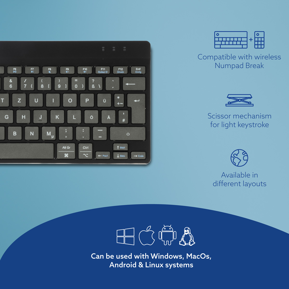 R-Go Compact Break (black, wireless, QWERTZ – DE)