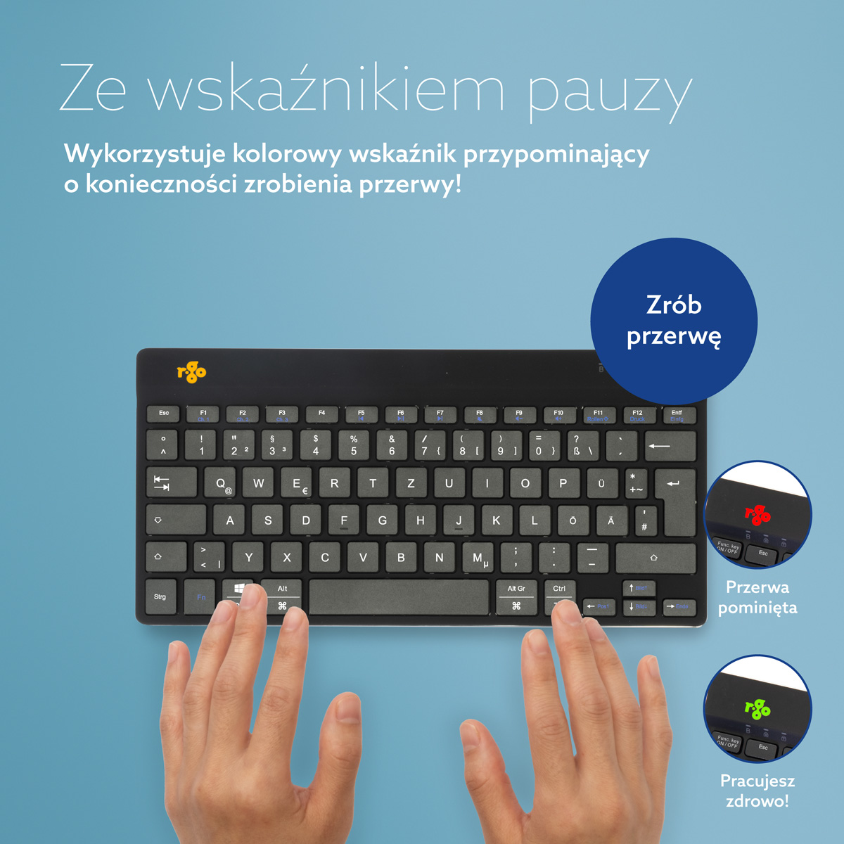 R-Go Compact Break (czarny, bezprzewodowy, QWERTZ – DE)