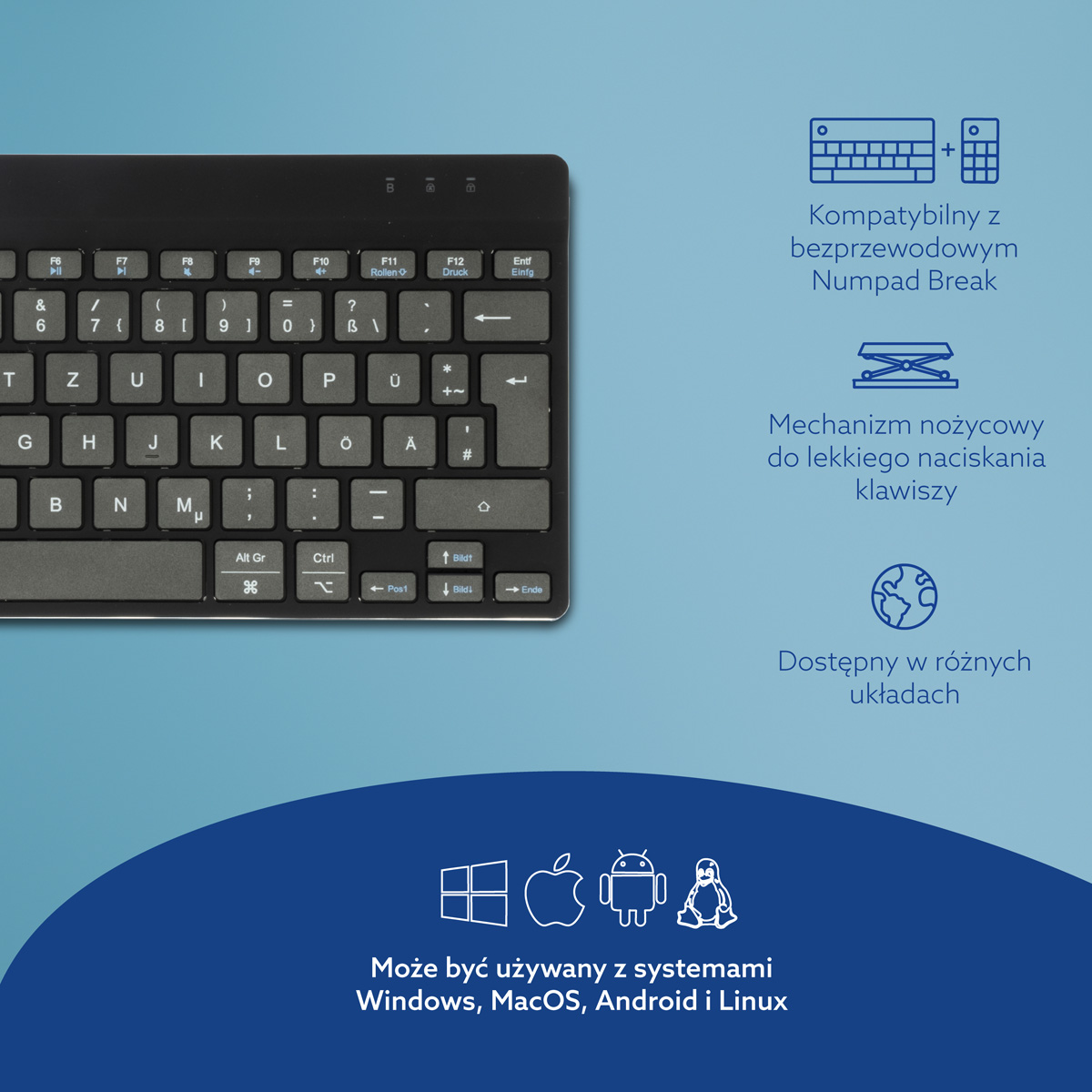 R-Go Compact Break (czarny, bezprzewodowy, QWERTZ – DE)