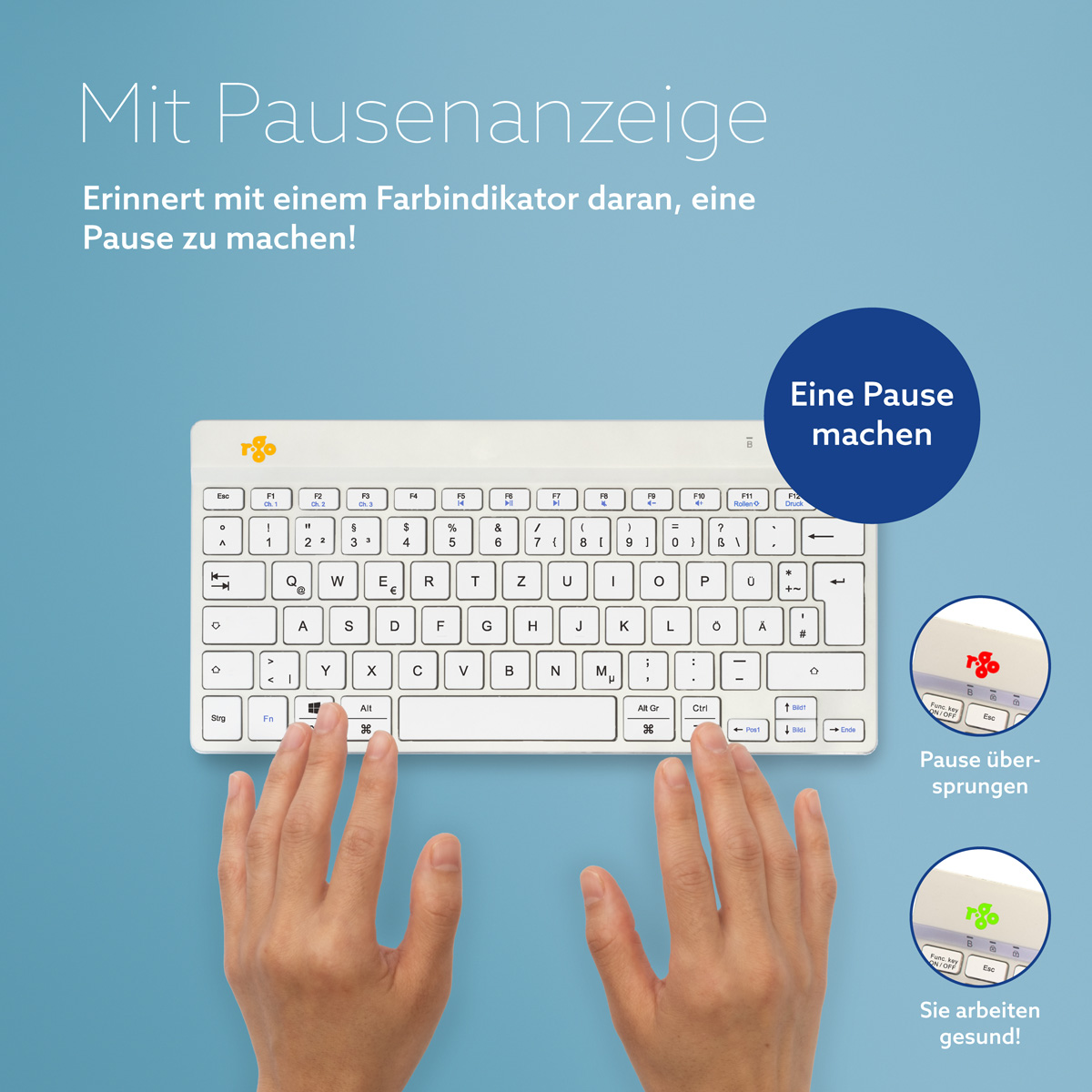 R-Go Compact Break (weiß, drahtlos, QWERTZ – DE)