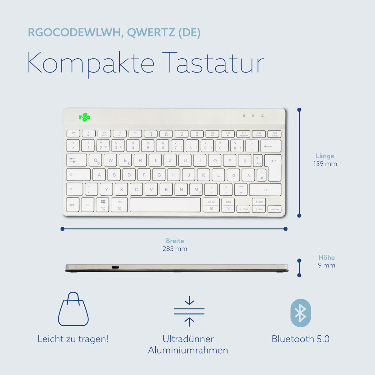 R-Go Compact Break (weiß, drahtlos, QWERTZ – DE)