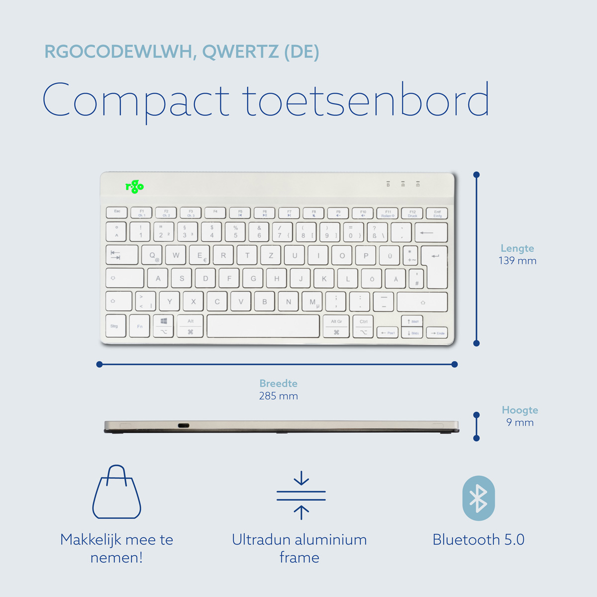 R-Go Compact Break (wit, draadloos, QWERTZ – DE)