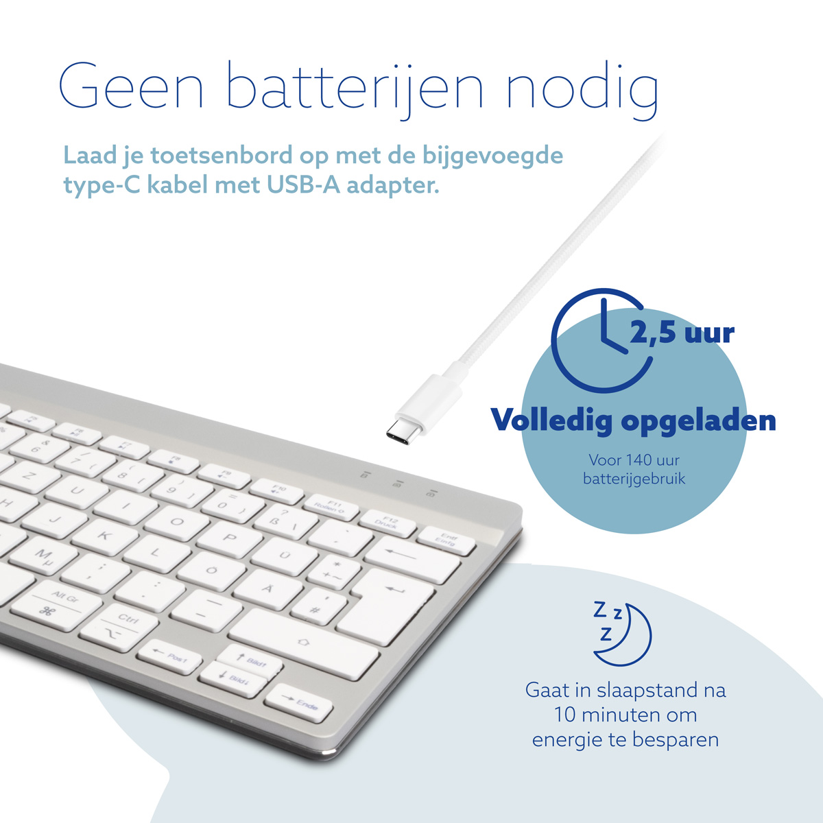 R-Go Compact Break (wit, draadloos, QWERTZ – DE)