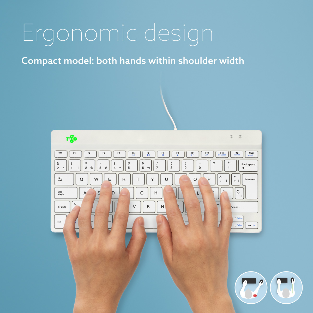 R-Go Compact Break (white, wired, QWERTY – ES)