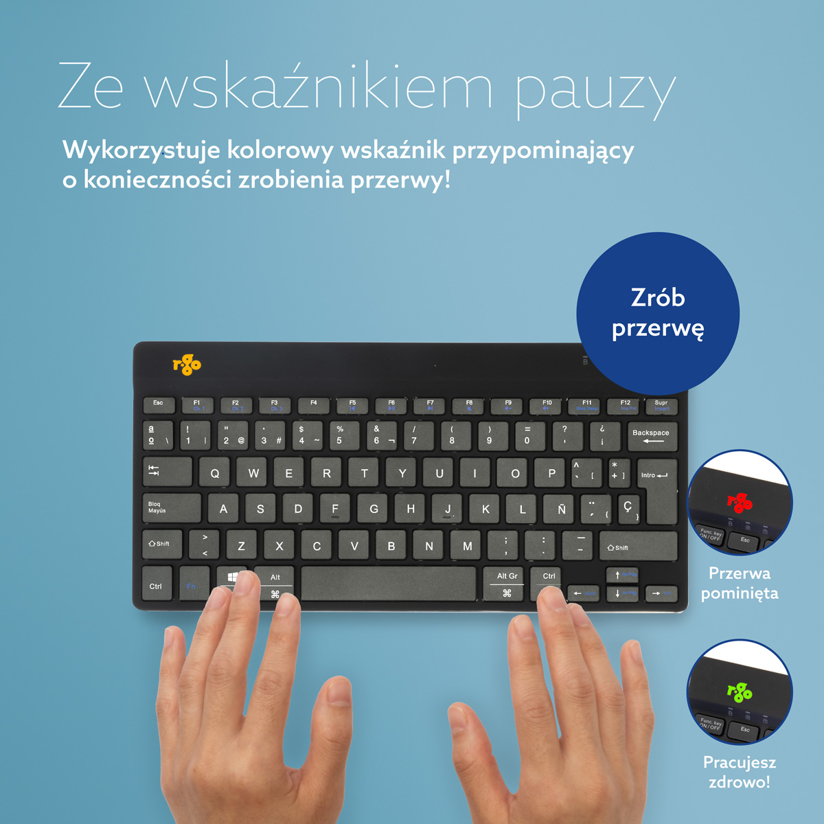 R-Go Compact Break (czarny, bezprzewodowy, QWERTY – ES)