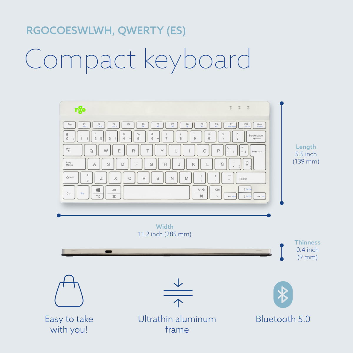 R-Go Compact Break (white, wireless, QWERTY – ES)
