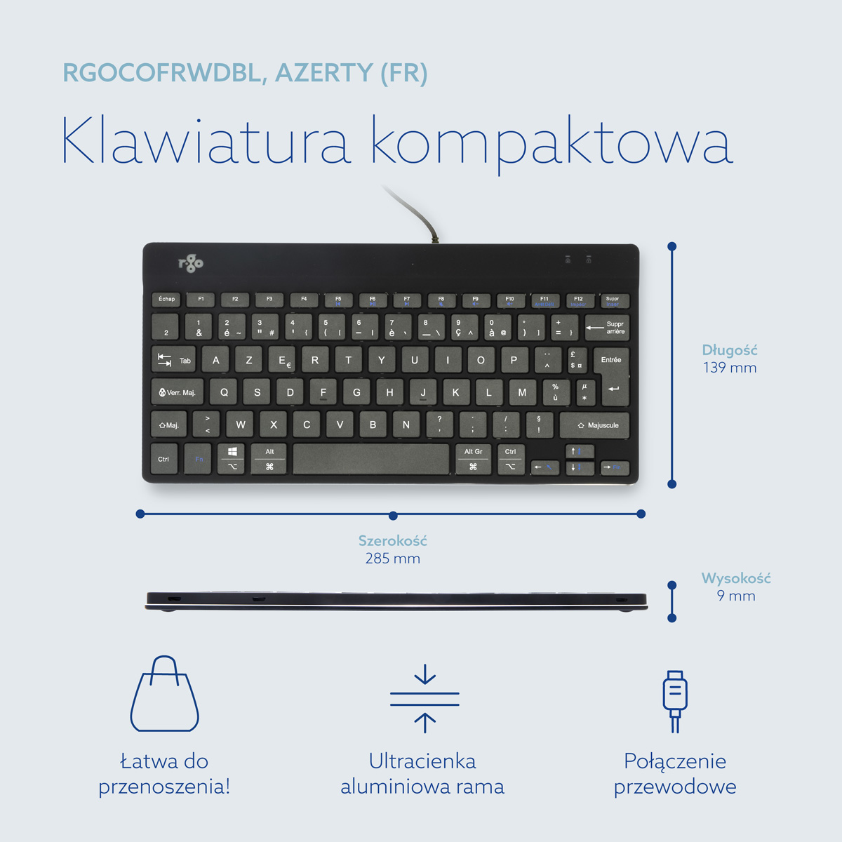 R-Go Compact Break (czarny, przewodowy, AZERTY – FR)