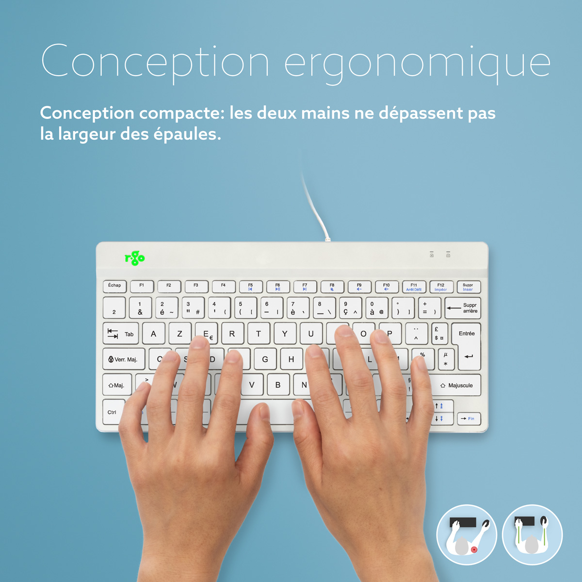R-Go Compact Break (blanc, avec fil, AZERTY – FR)