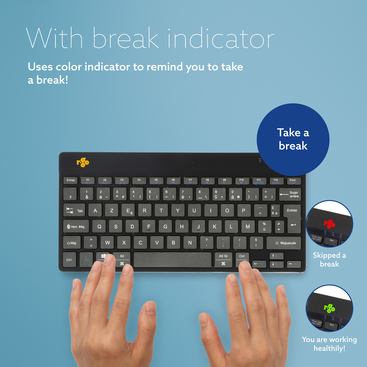 R-Go Compact Break (black, wireless, AZERTY – FR)