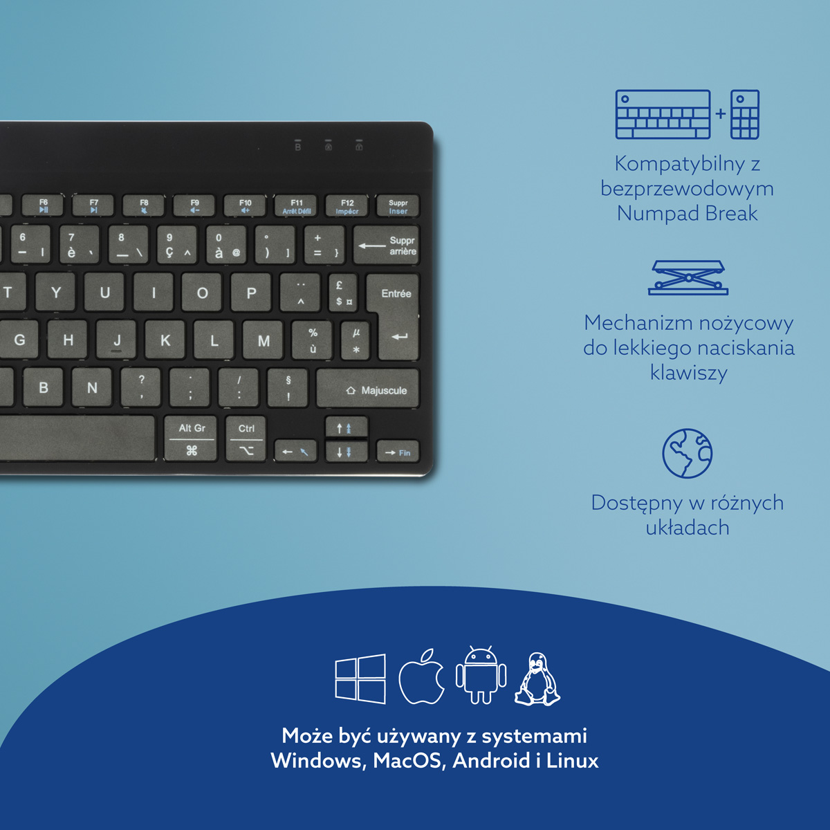 R-Go Compact Break (czarny, bezprzewodowy, AZERTY – FR)