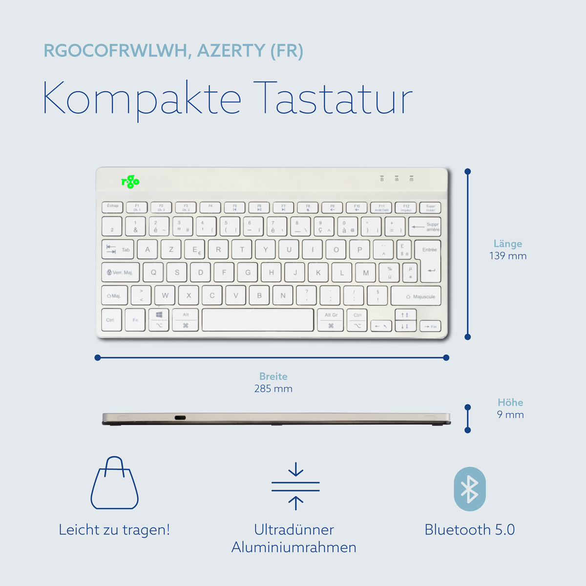 R-Go Compact Break (weiß, drahtlos, AZERTY – FR)