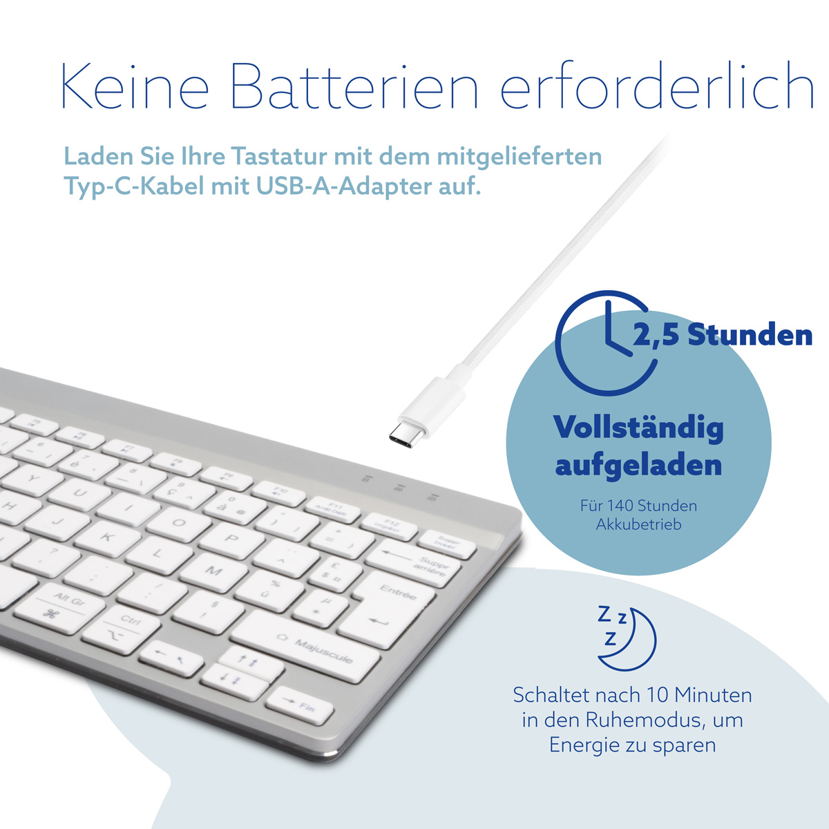 R-Go Compact Break (weiß, drahtlos, AZERTY – FR)