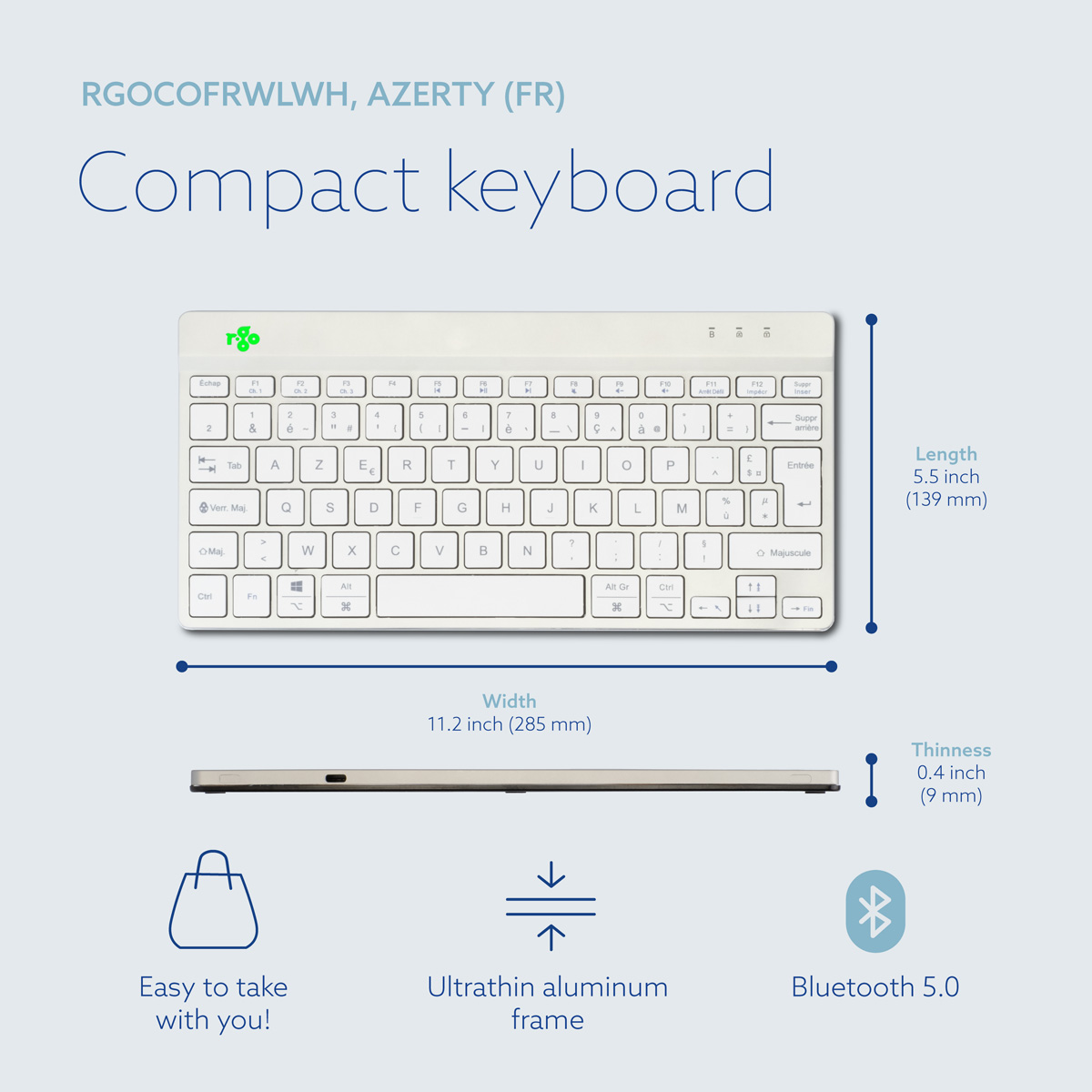R-Go Compact Break (white, wireless, AZERTY – FR)