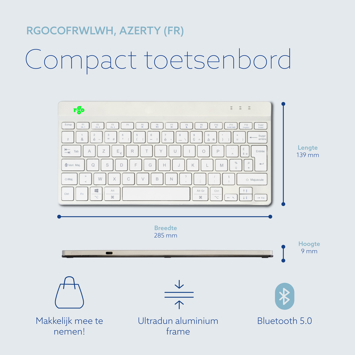 R-Go Compact Break (wit, draadloos, AZERTY – FR)