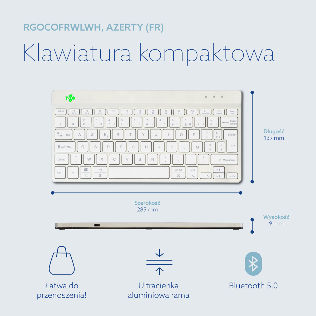 R-Go Compact Break (biały, bezprzewodowy, AZERTY – FR)
