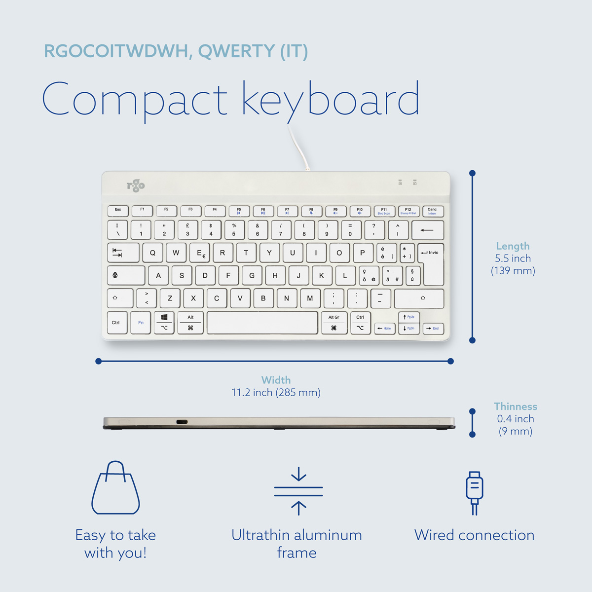R-Go Compact Break (white, wired, QWERTY – IT)