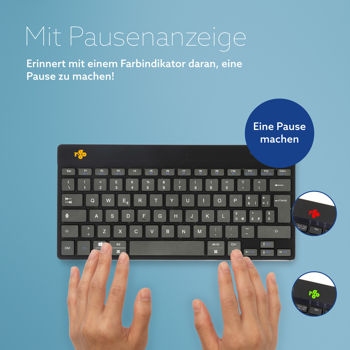 R-Go Compact Break (schwarz, drahtlos, QWERTY – IT)