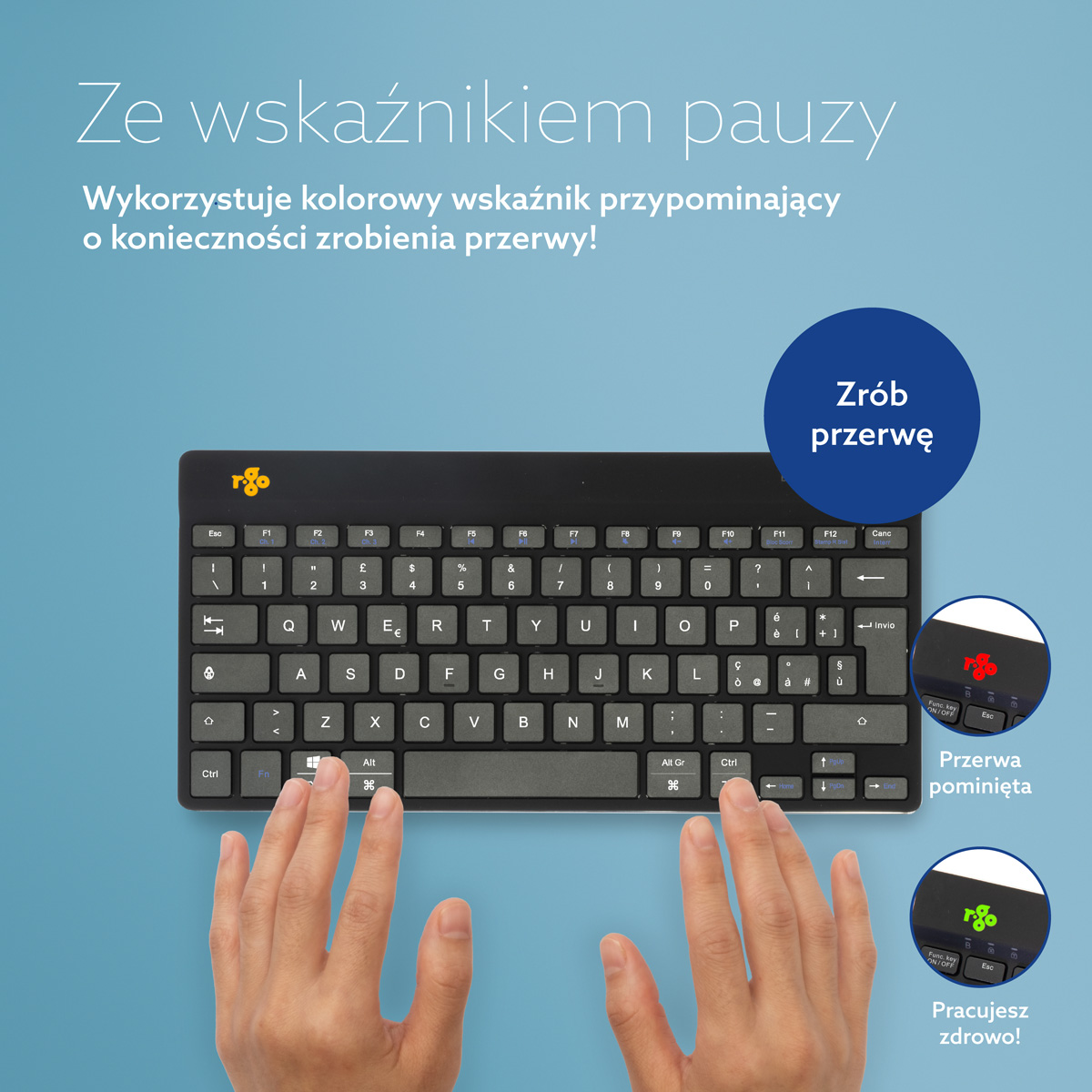 R-Go Compact Break (czarny, bezprzewodowy, QWERTY – IT)